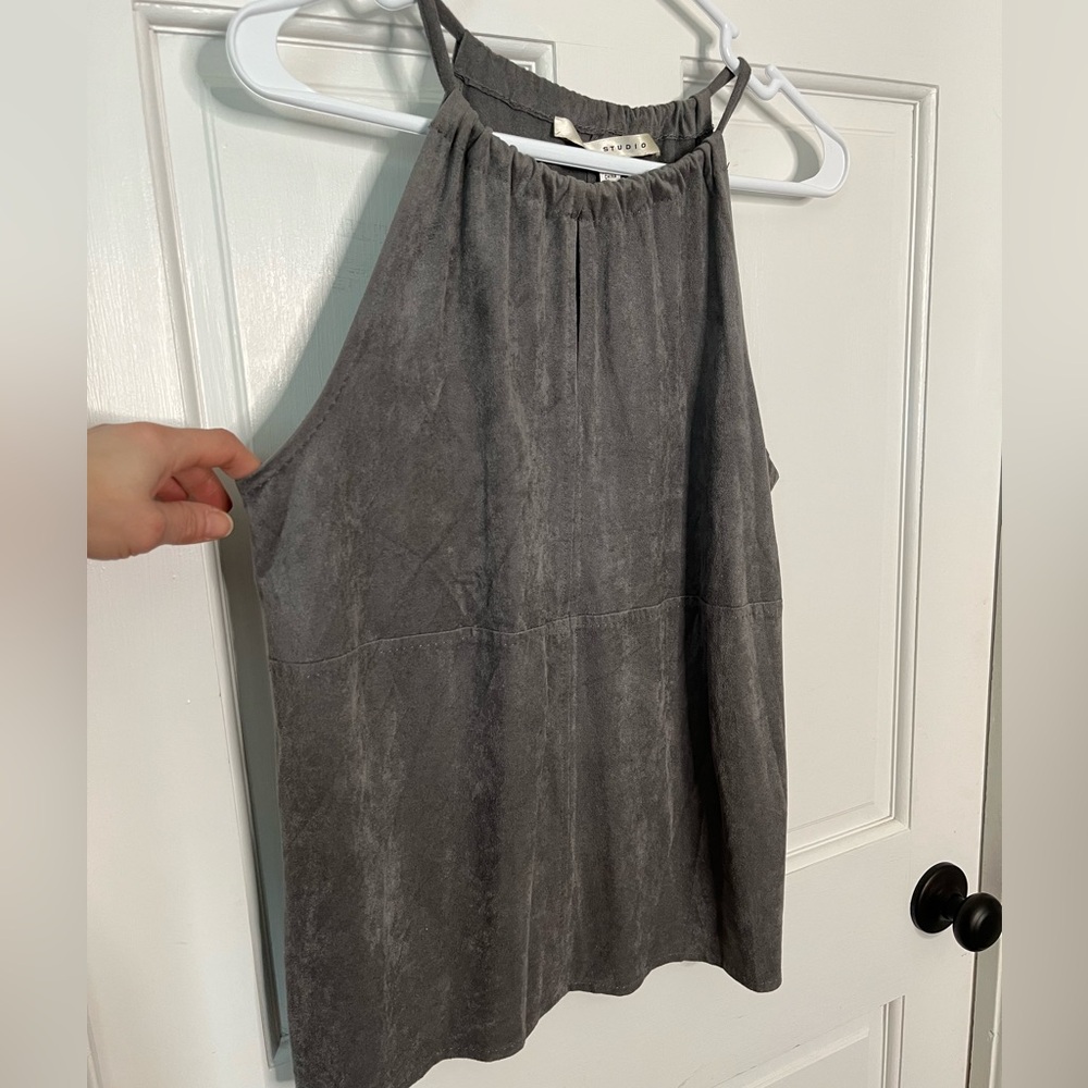 Grey ‘suede fabric’ halter top - Max Studio - size small